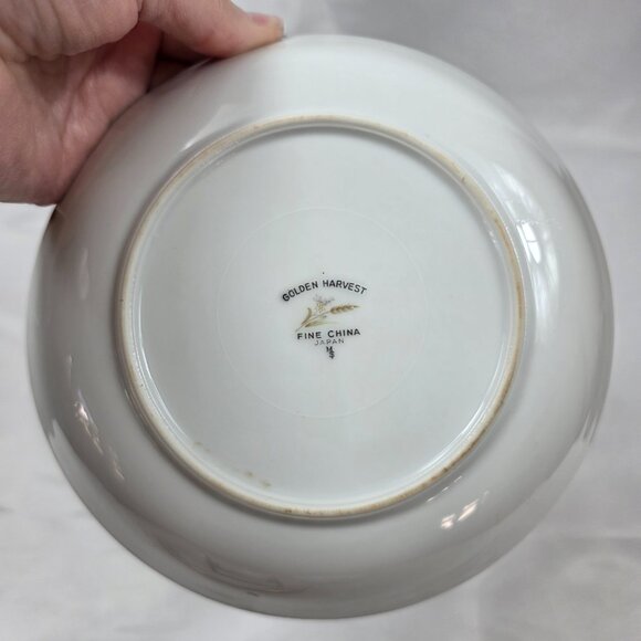 FOUR Fine China of Japan Golden Harvest Soup Bowls Gold Wheat Sprays on Rim - Picture 12 of 12